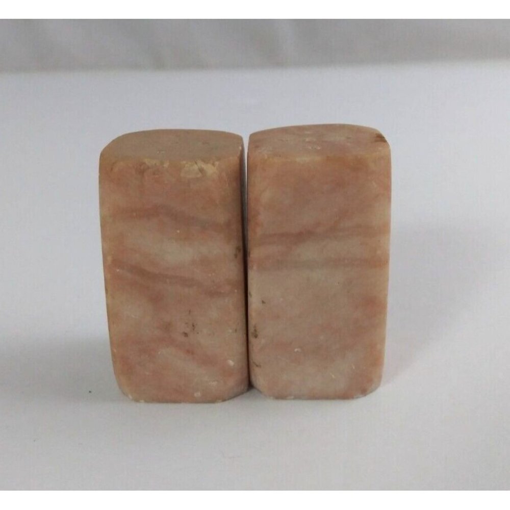 Vintage Beautiful Marble Rectangle 1.75" Salt & Pepper Shakers